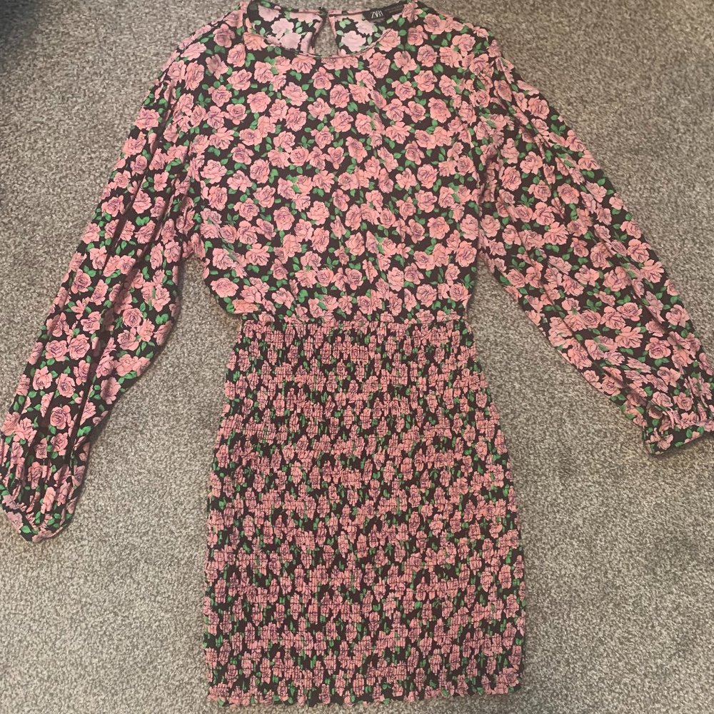 Zara flowy top/pencil skirt floral dress